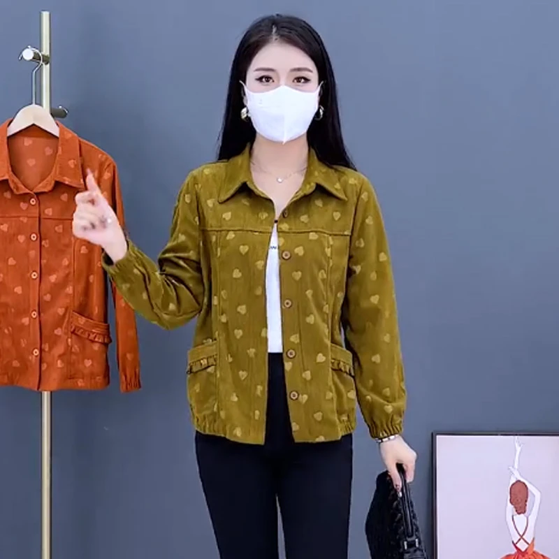 春秋季时尚气质上衣女外套短外套款单排扣开衫风修身百搭洋气印花