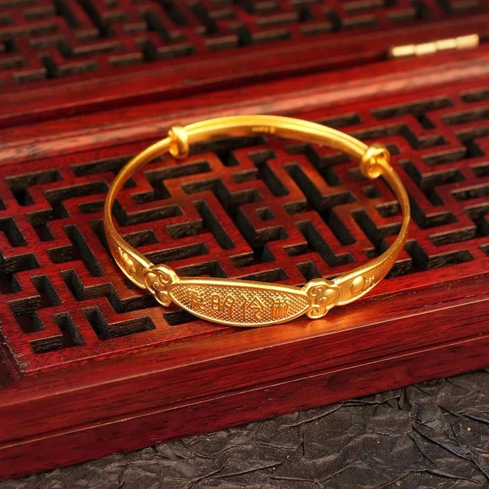 ZOCAI/佐卡伊【传世之美】 黄金古法宝宝镯足金999聪明伶俐推拉镯