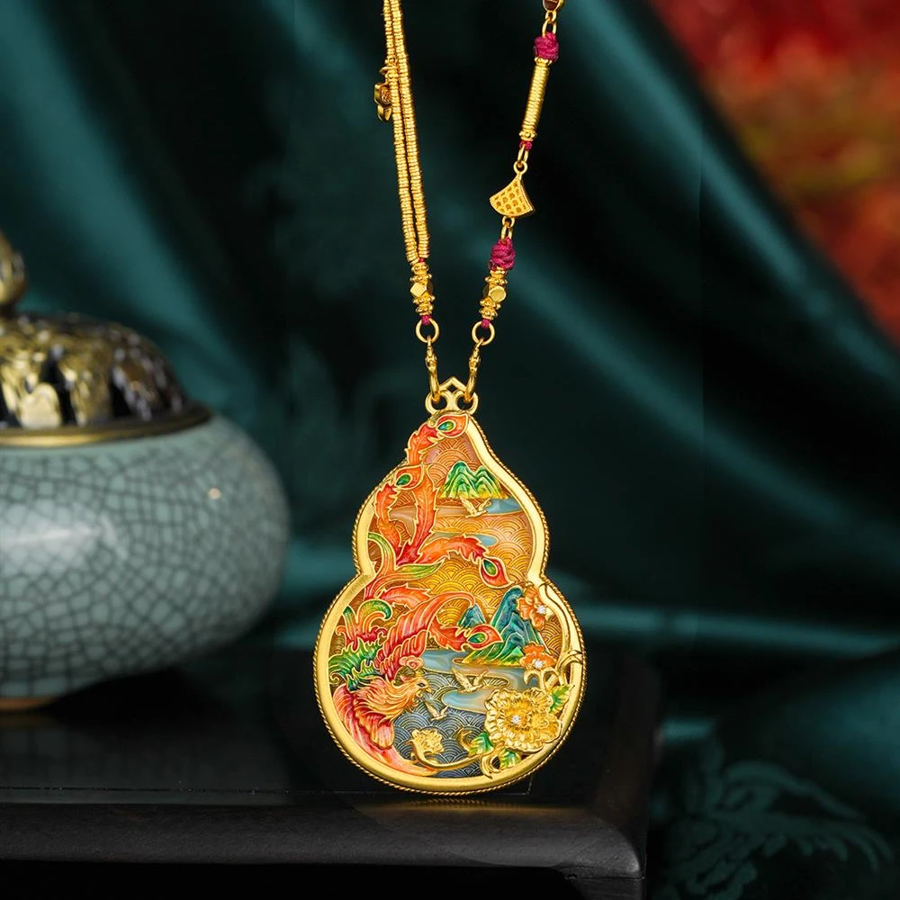 ZOCAI/佐卡伊【传世之美】古法黄金錾刻国凤点钻凤唳九天单吊坠