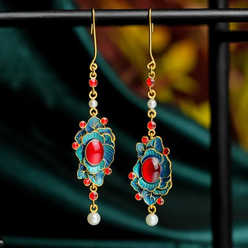 ZOCAI/佐卡伊【传世之美】古法黄金宫廷风宋代国色天香婚嫁足金耳饰