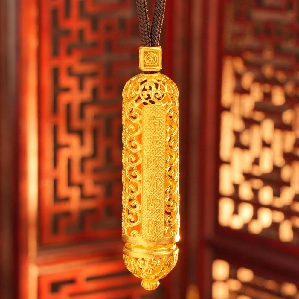 ZOCAI/佐卡伊【传世之美】古法黄金吊坠足金999随身佛大日如来吊坠