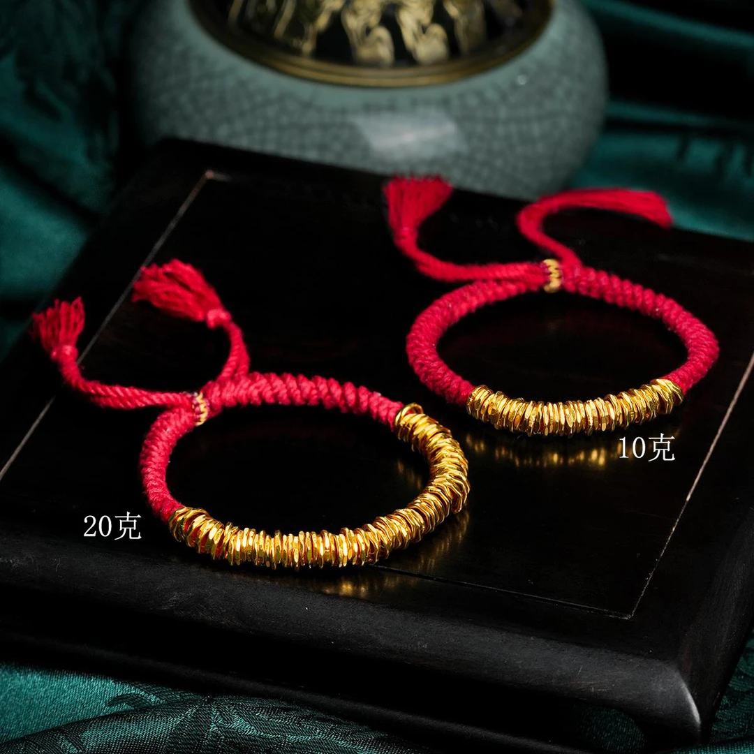 ZOCAI/佐卡伊【传世之美】古法黄金手链足金999编织盘缠手绳手串