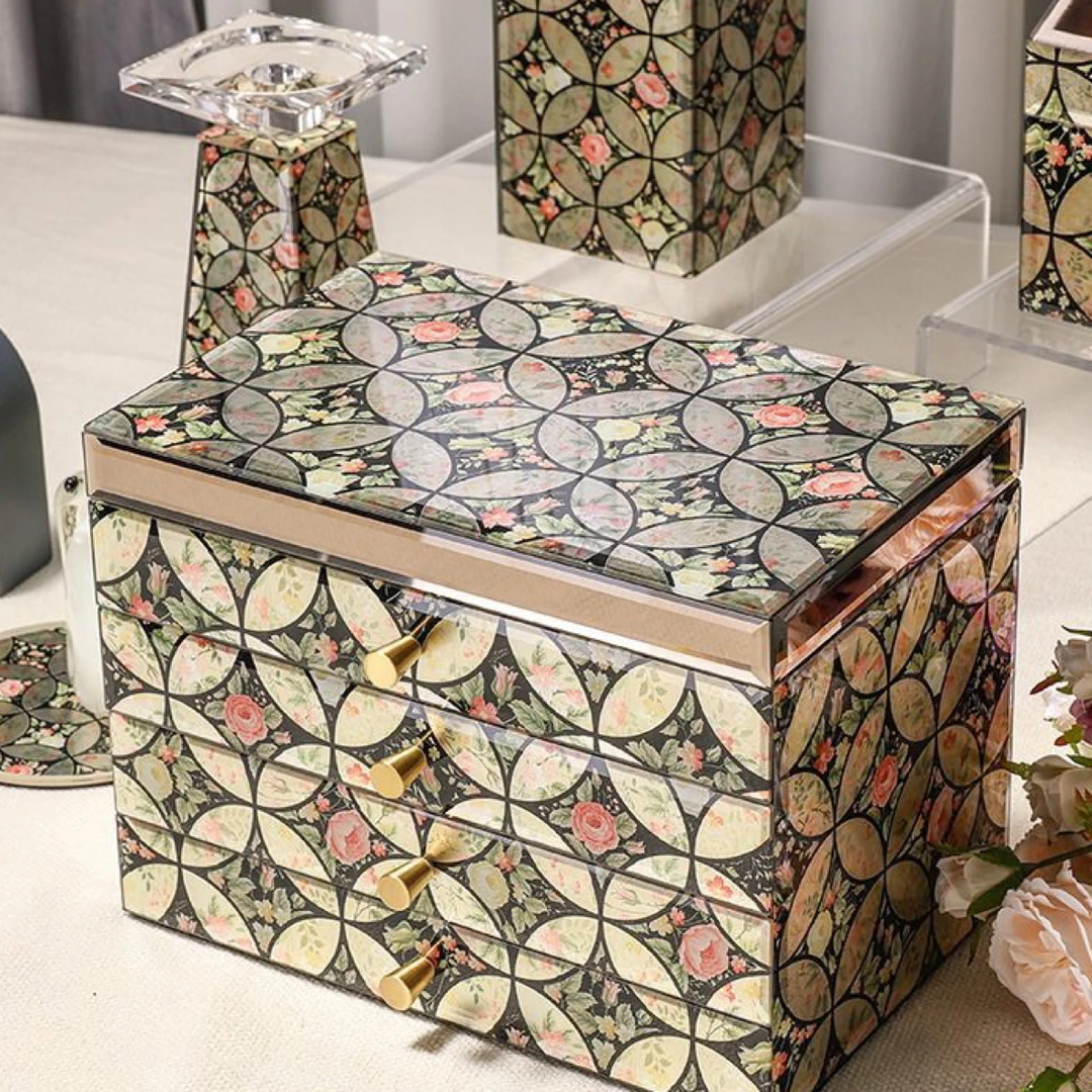 古韵鎏金首饰饰品盒高档精致项链戒指耳环手饰品珠宝收纳盒