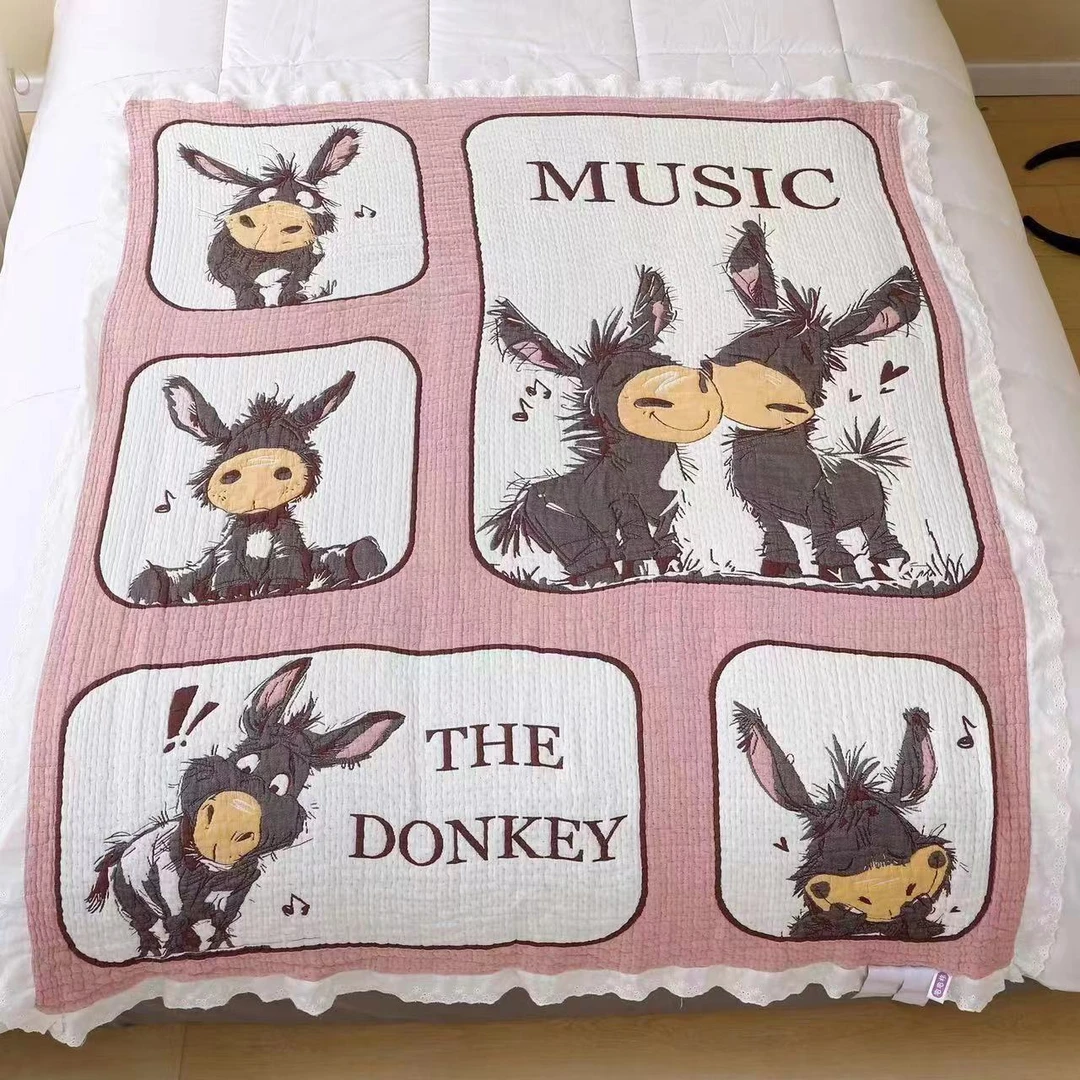 【音乐驴】120*150cm柔软亲肤多功能纱布果冻泡芙被（粉）