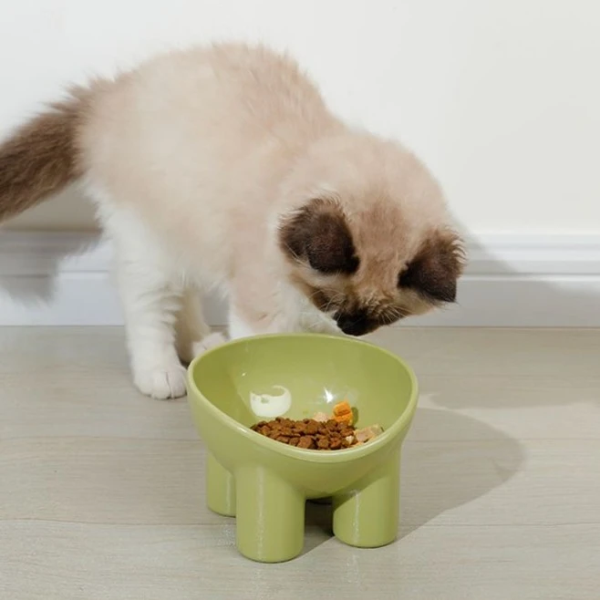 可爱猫盆双碗护颈猫食碗饭碗高脚碗防打翻猫碗狗碗宠物碗猫咪用