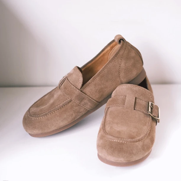 复古文艺牛筋底真皮牛反绒勃肯鞋单鞋