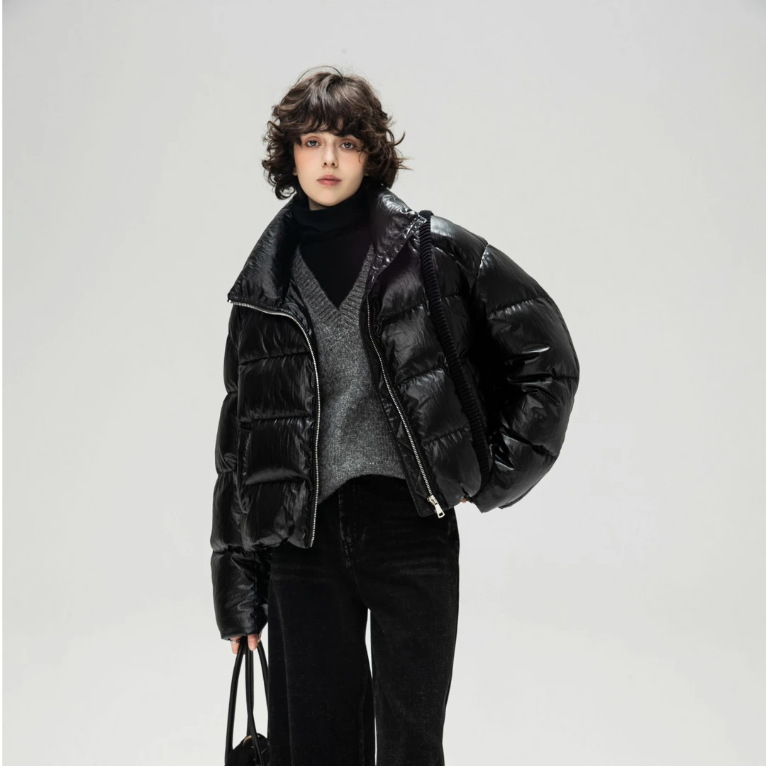 BRM（黑天鹅）设计师款拼接设计高质感立领羽绒外套5512