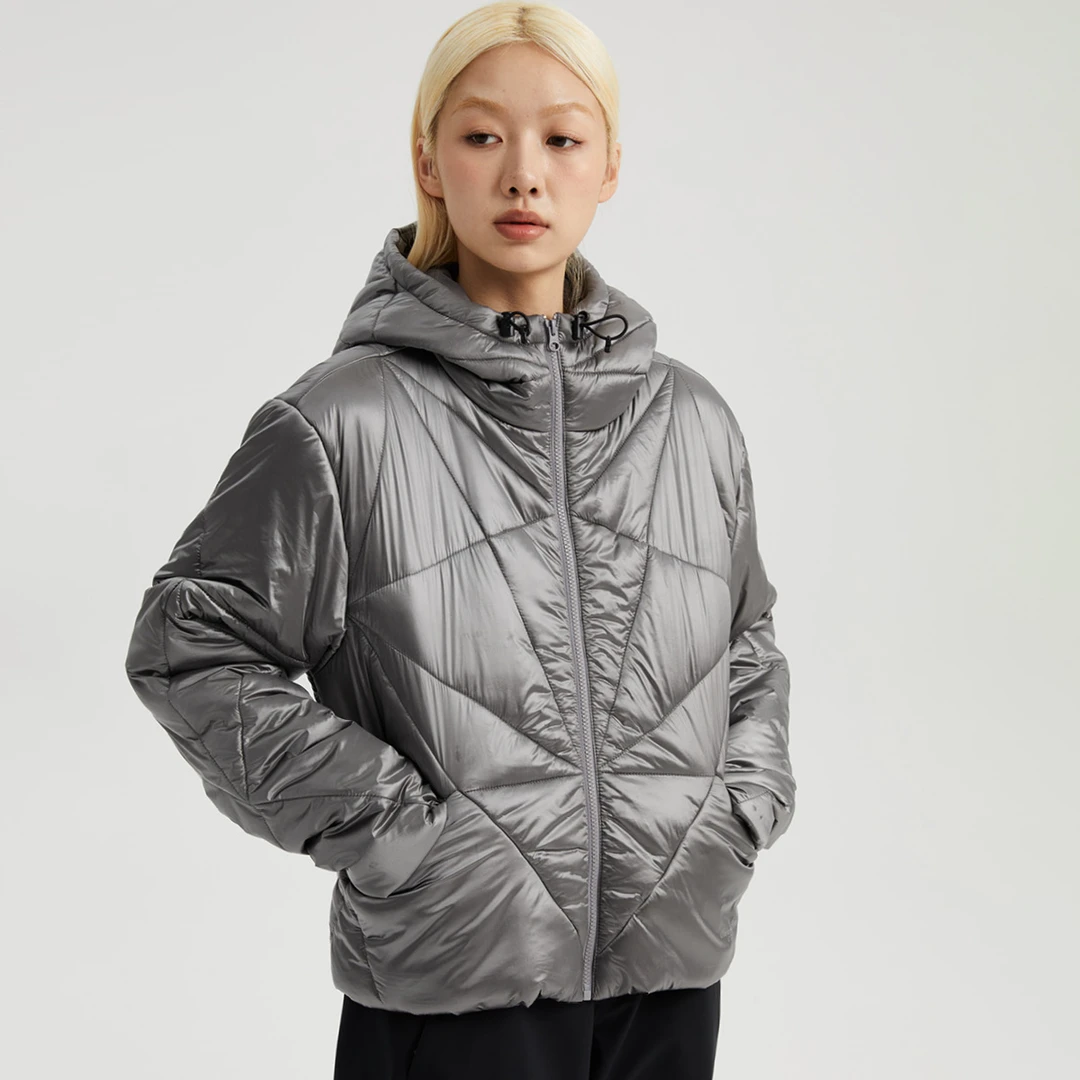 Oneup科技感拉链棉服保暖中长款连帽宽松休闲舒适时髦穿搭双十二