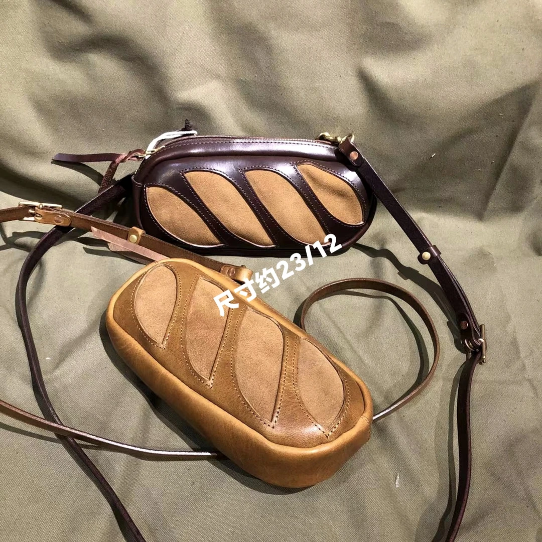 制道手工女士单肩斜挎包复古时尚休闲百搭个性原创牛皮油蜡列巴包