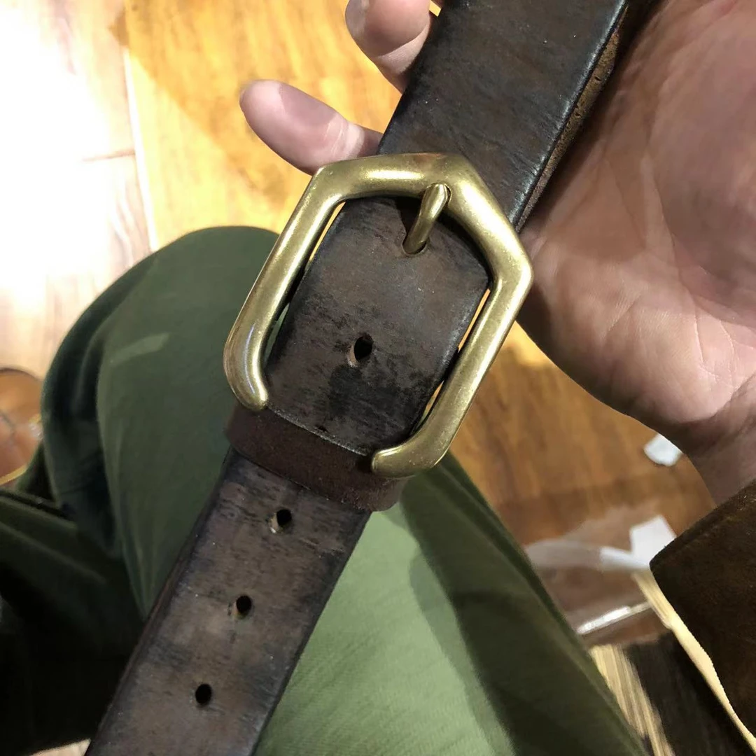 男士牛皮复古腰带厚重个性做旧粗犷真皮皮带