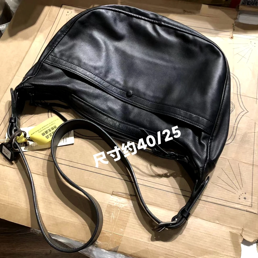 制道手工男士女士单肩斜挎包牛皮头层大容量饺子包个性休闲