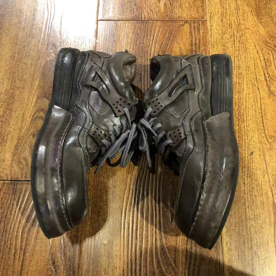 制道手工男士马皮休闲鞋复古洗水重磅做旧固特异