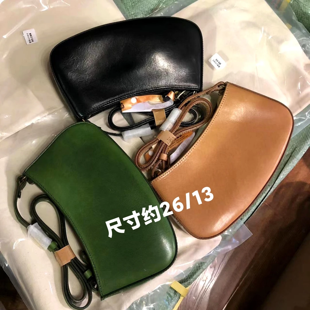 女士单肩斜挎包时尚百搭真牛皮植鞣复古手工通勤腋下单肩包