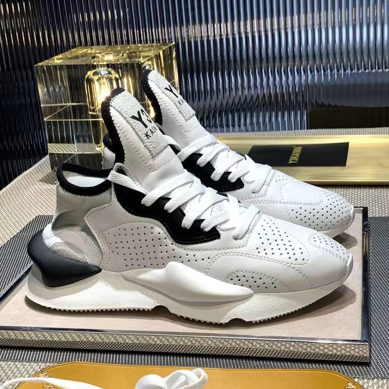 y3新款男士运动风白色百搭头层牛皮鞋休闲鞋潮厚底鞋薄款