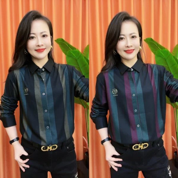 [亚琴男装]2023秋冬新款男士高品质休闲时尚衬衫长袖中年秋季打底