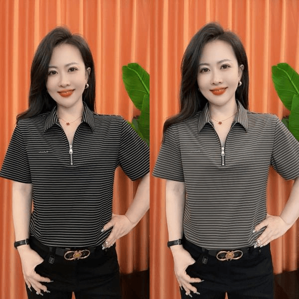 【亚琴男装】2024时尚潮流男士夏季休闲百搭条纹显瘦色织POLO衫