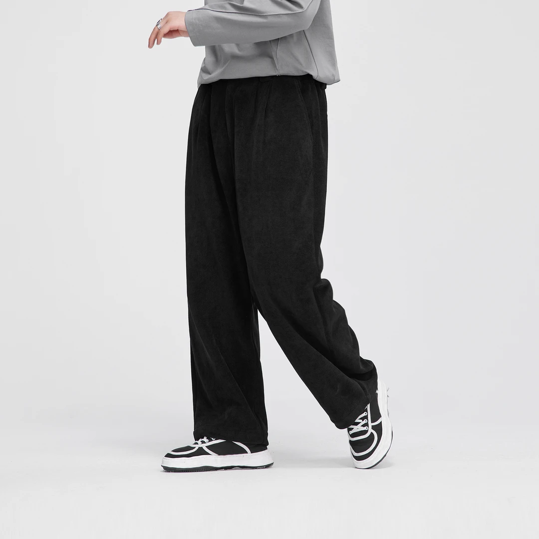 HERBEL/黑白2025春季黑色休闲裤简约纯色男秋冬裤子 百搭男士休闲