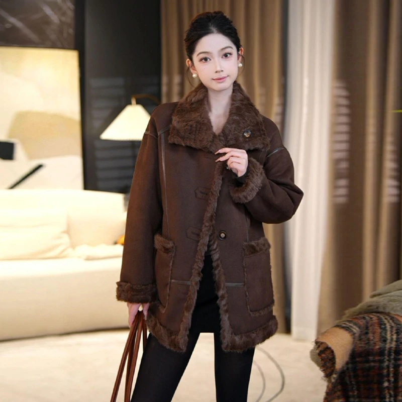 休闲百搭加厚保暖外套女2024年秋冬季新款韩版时尚立领设计感上衣