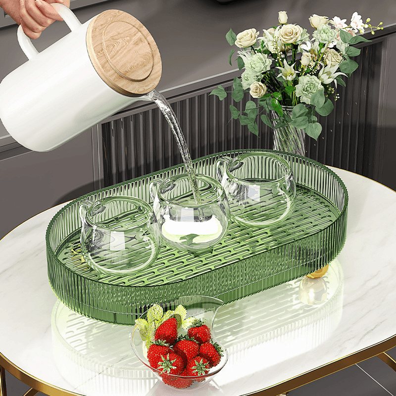 简约茶盘托盘轻奢网红款茶盘客厅茶几茶杯水杯双层沥水可拆卸透明