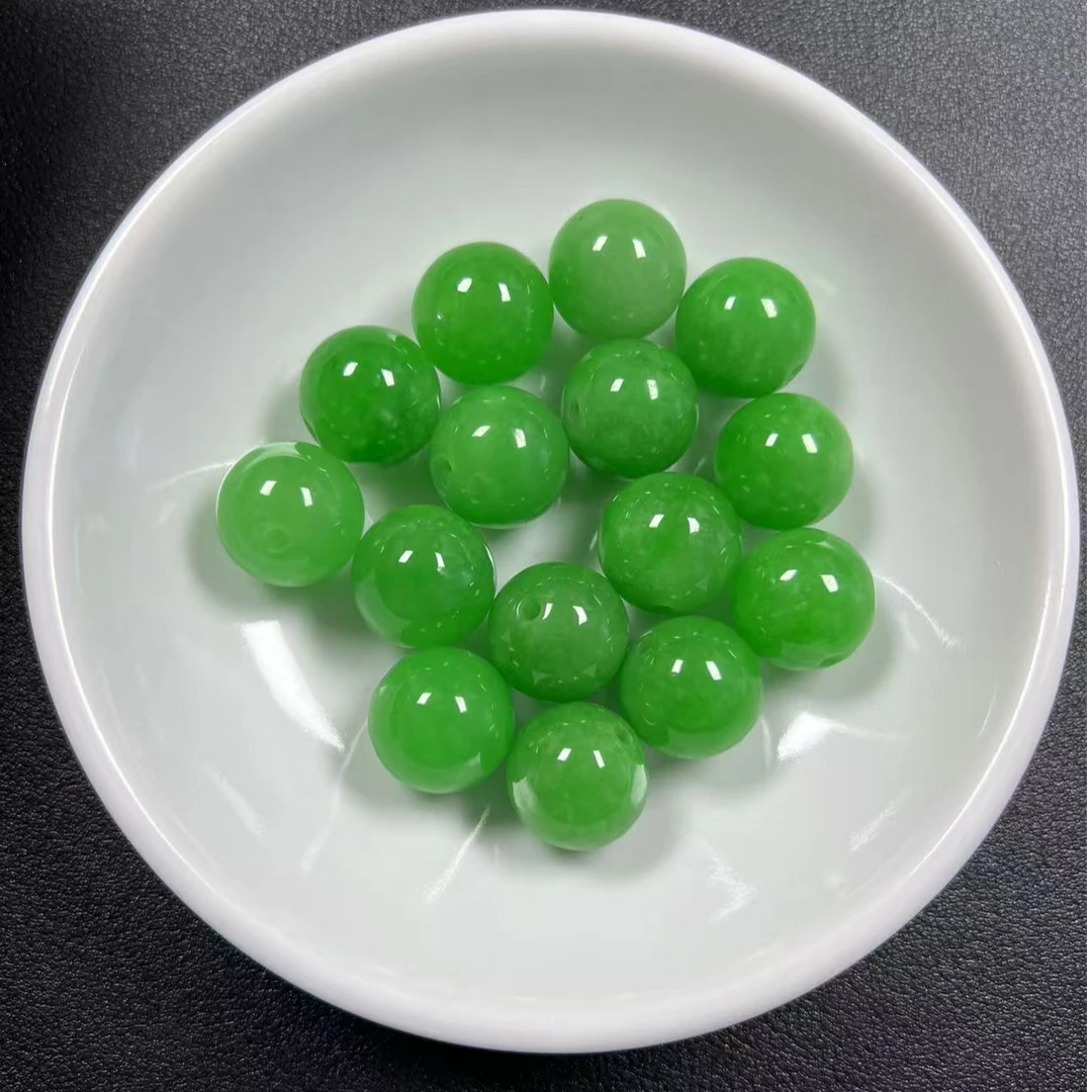 翡翠帝黄绿圆珠14mm单颗（多样性发货）