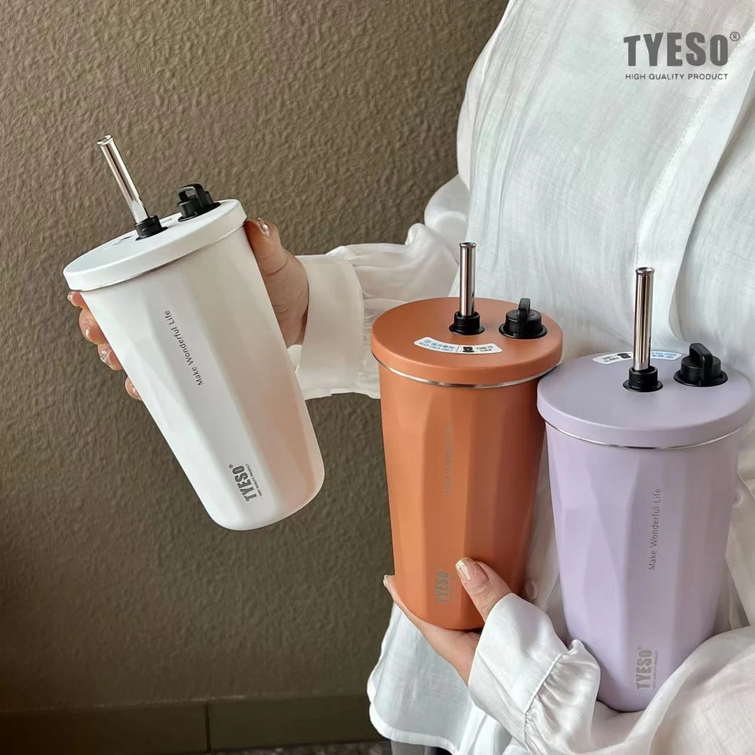 泰硕保温杯杯子网红爆款保冷杯水tyeso冰霸杯可爱简约保温杯吸管
