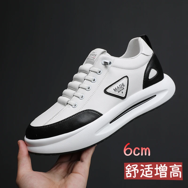 秋季新款内增高男鞋柔软透气运动鞋男士舒适休闲皮鞋百搭潮鞋男