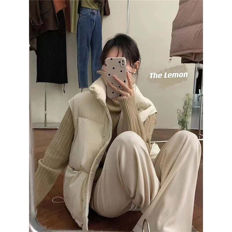 【兮兮】#2467韩系冬季新款立领百搭纯休闲色棉服马甲