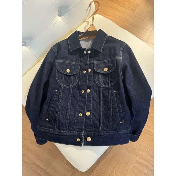 【复古牛仔】路蔓法新款翻领时髦纽扣经典百搭口袋牛仔外套MF-1394