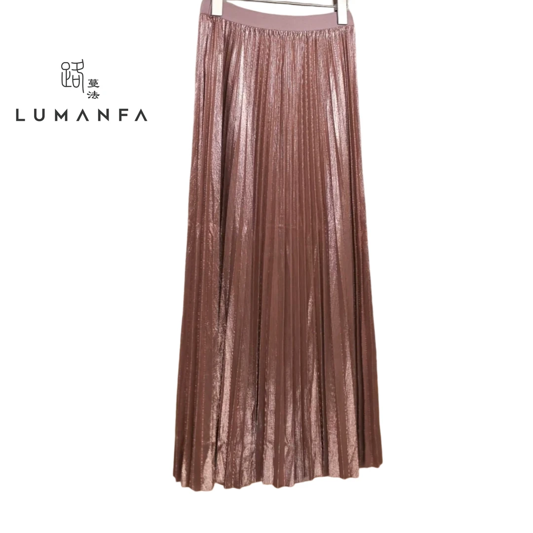 【百褶裙】路蔓法新款百搭气质简约显瘦垂感半身裙MF-914