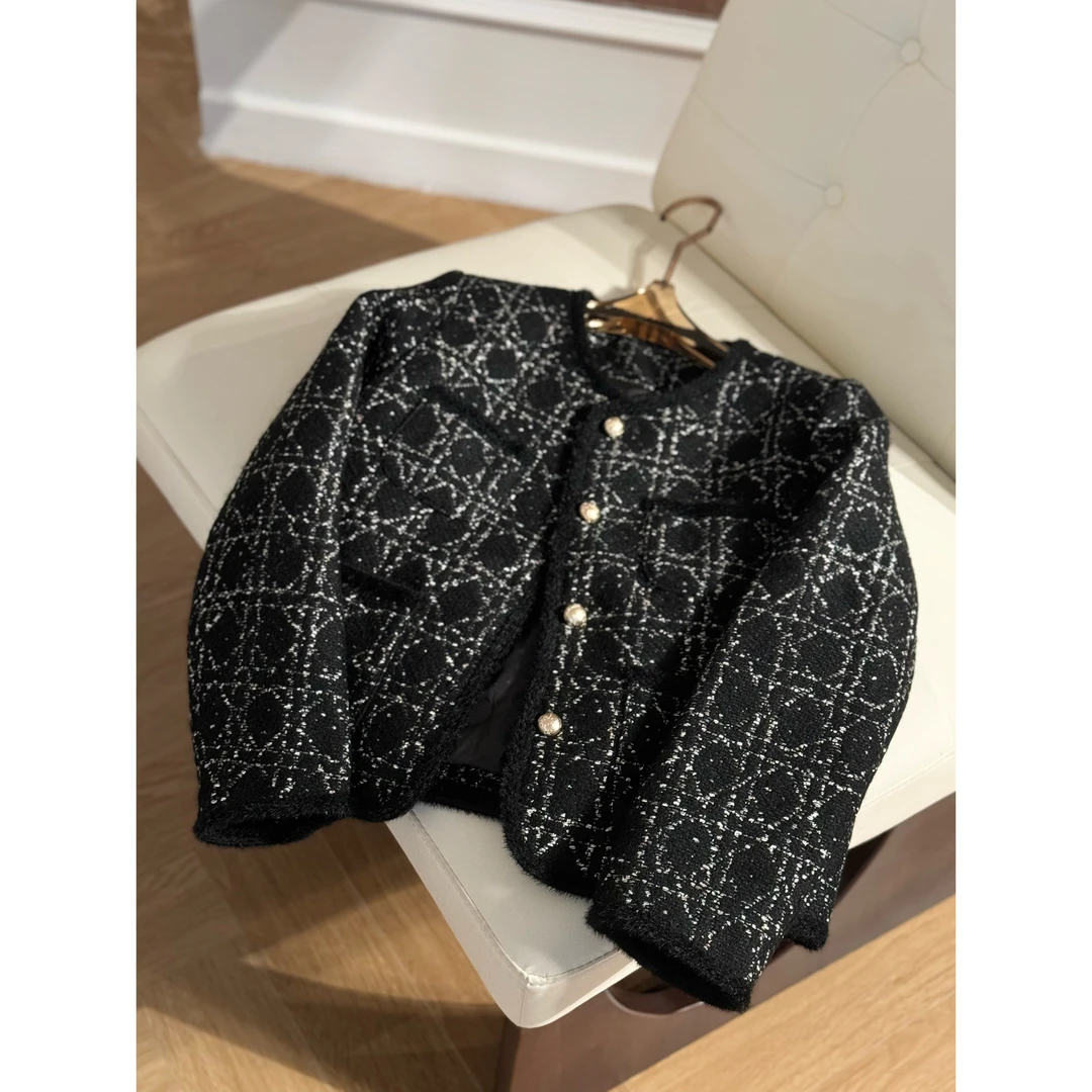 【意可】路蔓法2024冬季新款法式气质高级感格纹百搭外套MF-1482