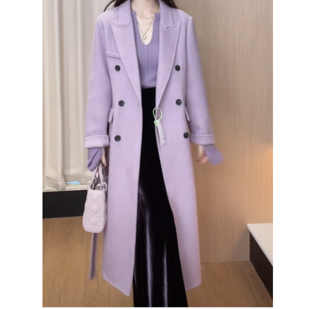 【LONU】韩版时尚秋冬高级感毛呢长款大衣 A009