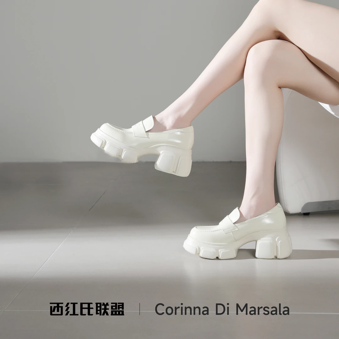 Corinna di Marsala2024新款舒适时尚真皮乐福单鞋厚底乐福鞋