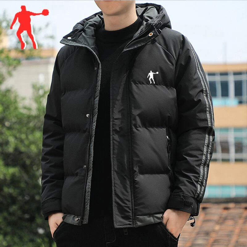 乔丹青年冬季连帽羽绒服棉衣大码男士棉衣中青年加厚防风保暖外套