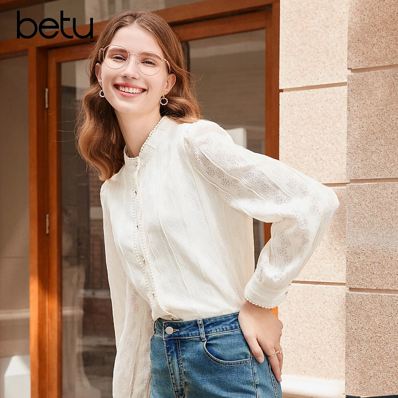 Betu/百图2025年秋季新款亲肤舒适时尚显瘦气质长袖衬衫2310T53