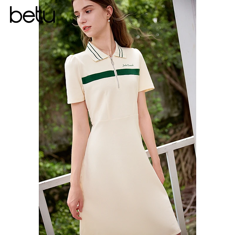 Betu/百图2025年夏季新款显瘦气质时尚休闲收腰连衣裙2406T44