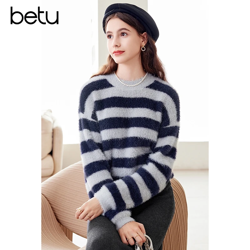 【籽言甄选】Betu/百图新款条纹毛衣2312T10