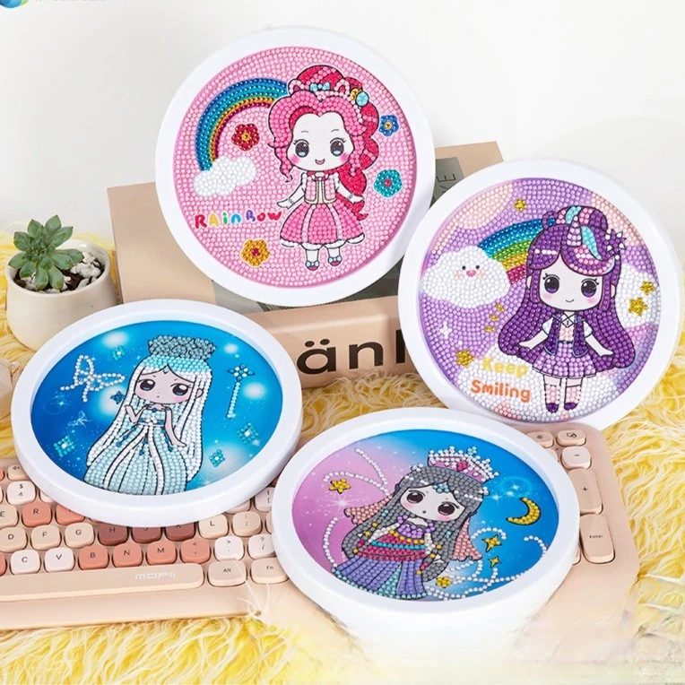 彩虹公主钻石画diy钻石贴画点钻画女孩益智粘贴画贴钻画粘钻画