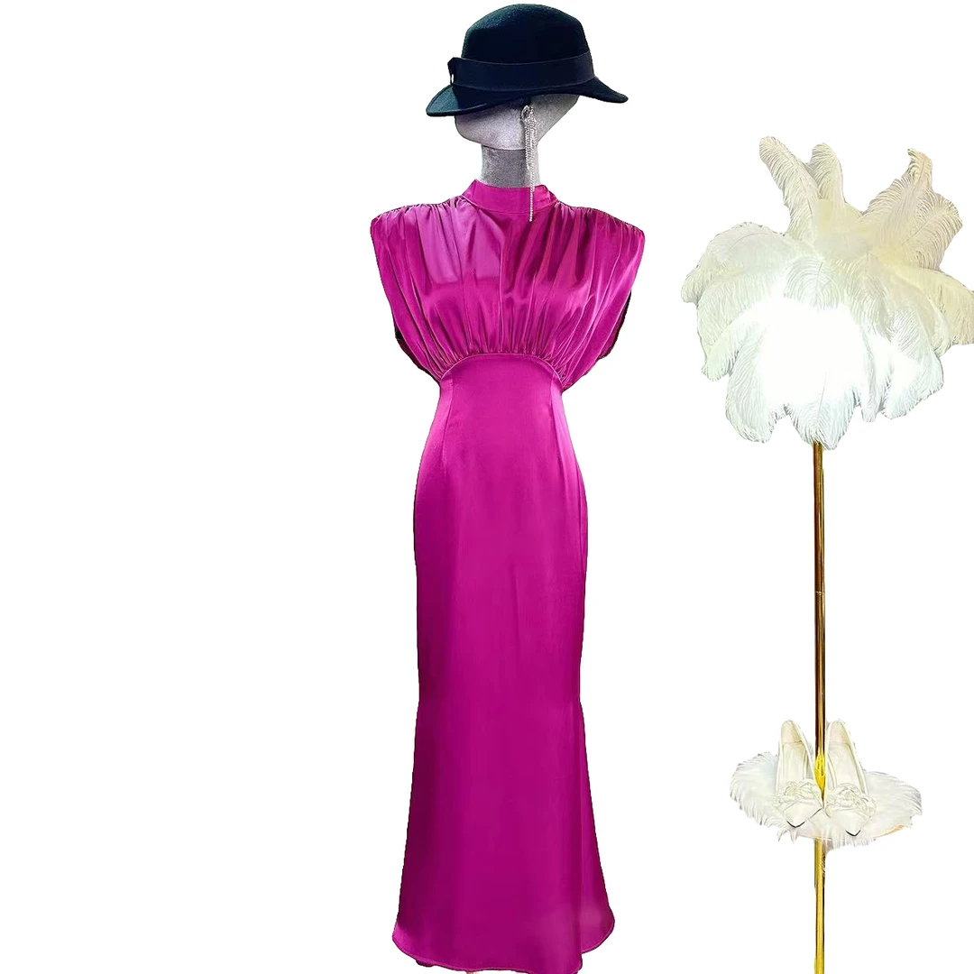 高贵时尚设计师名媛气质女人味收腰显瘦修身鱼尾长款连衣裙