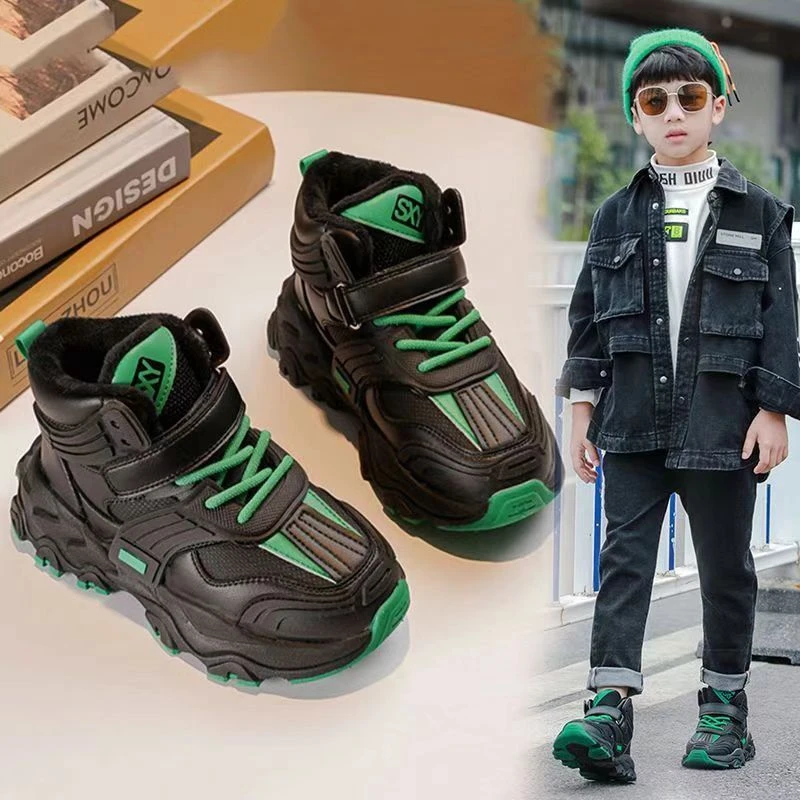 男童鞋子2025秋冬新款男孩运动鞋加绒保暖二棉雪地靴儿童棉鞋大童