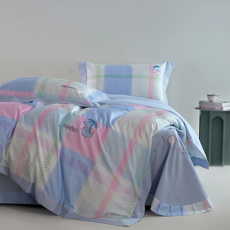 KAISHENG/凯盛家纺新疆长绒棉贡缎刺绣亲肤四件套 雨中小憩