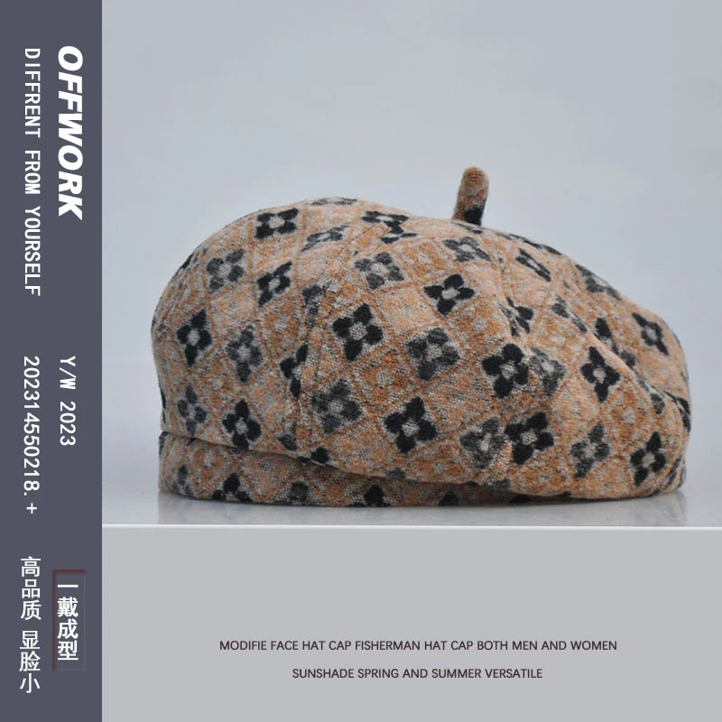 OFFWORK高品质贝雷帽女新款复古毛呢秋冬时尚画家帽潮显脸小帽子