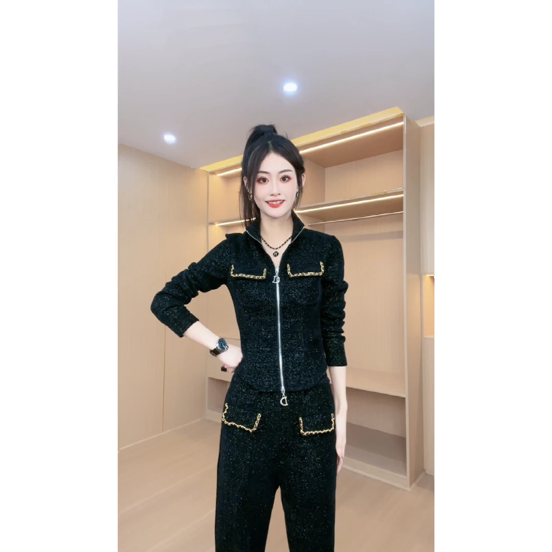 【流星雨】秋季新款时尚休闲百搭显瘦设计师减龄宽松气质套装