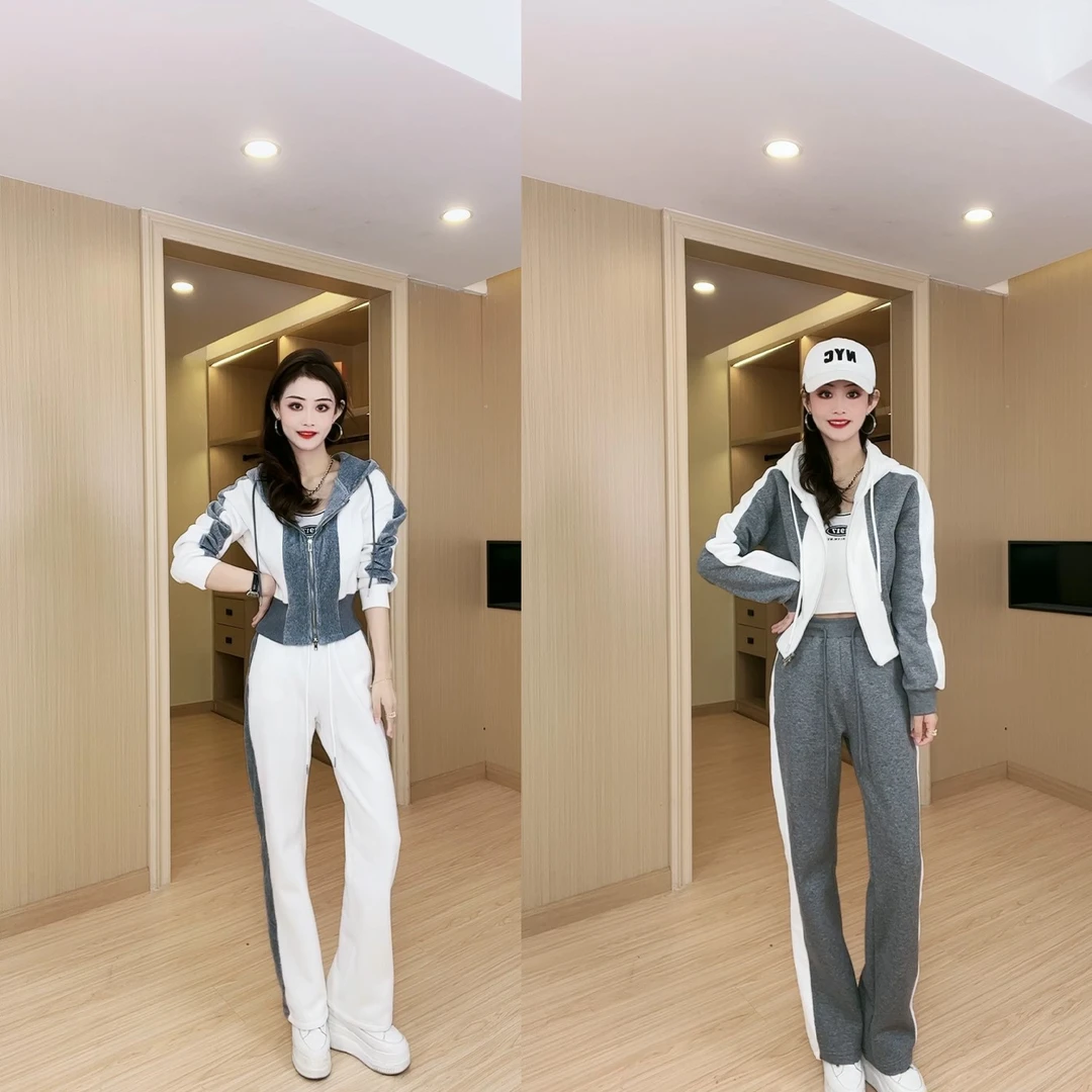 【银河遐想】 新款加绒加厚女秋冬装时髦欧货休闲套装