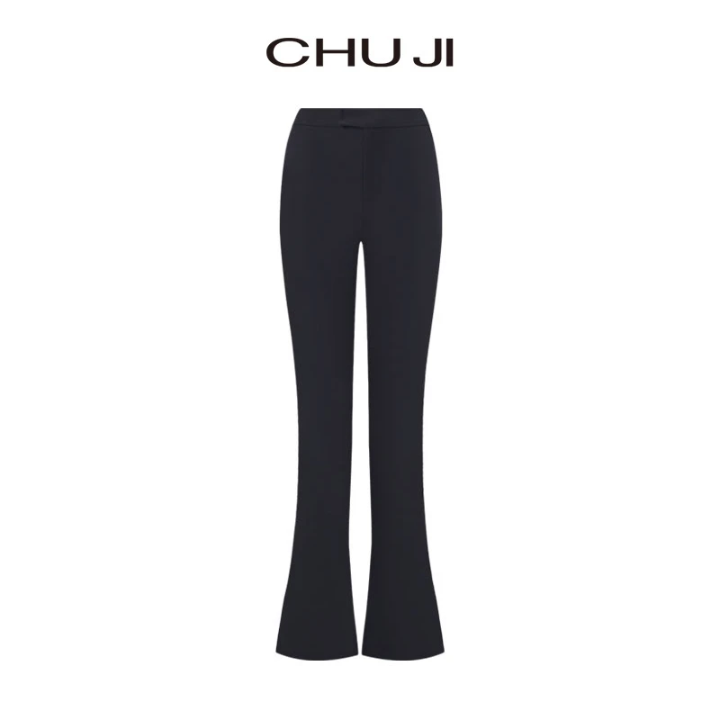Chuji/出迹23春夏高腰显瘦黑色修身微喇叭马蹄裤-23S202K喇叭裤