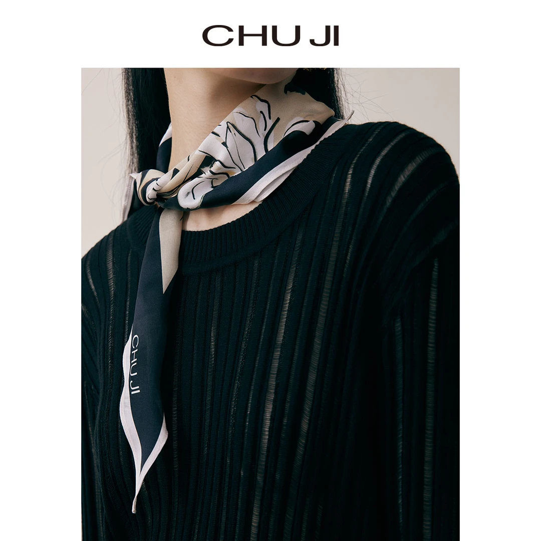 Chuji/出迹真丝定位印花丝巾-23W189T气质百搭洋气时尚薄款夏季