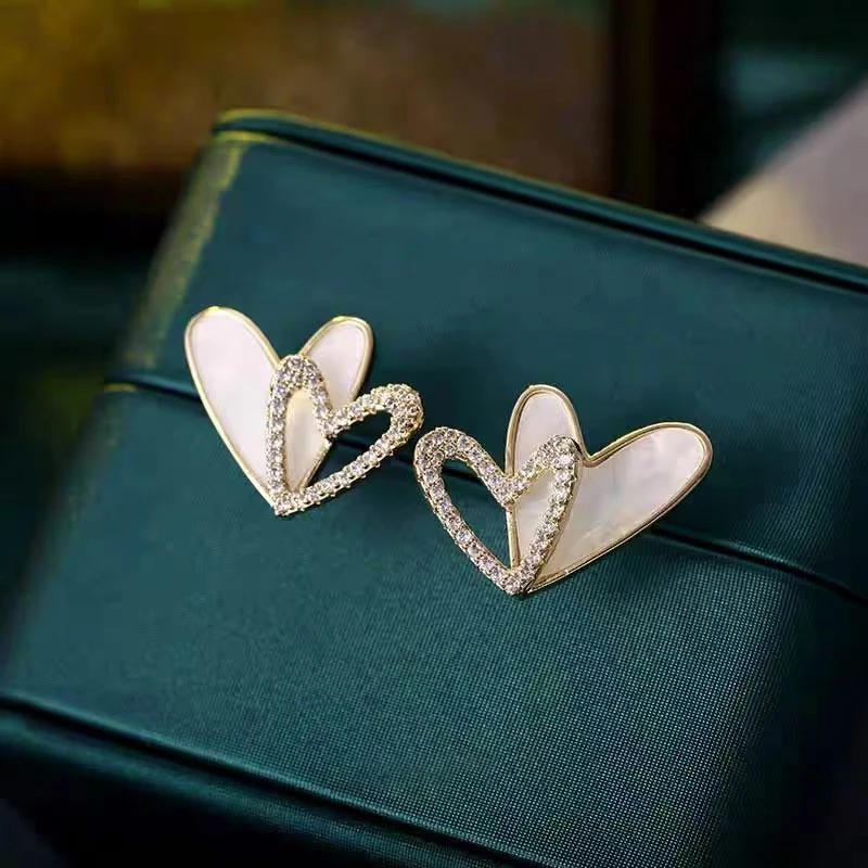 铜合金耳饰 【贝壳心形】爱心轻奢时尚气质简约精致百搭耳钉