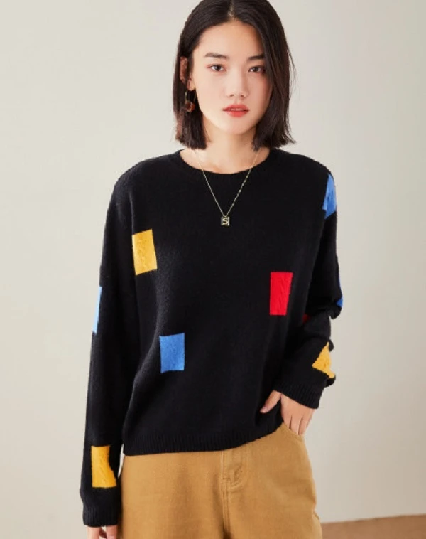 2023秋冬新款圆领气质针织毛衣羊毛衫女/孤品/TW163222/222