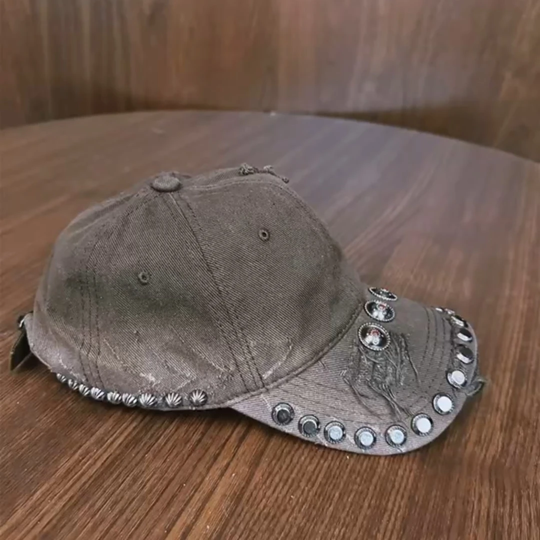 设计师款做旧咖棒球帽