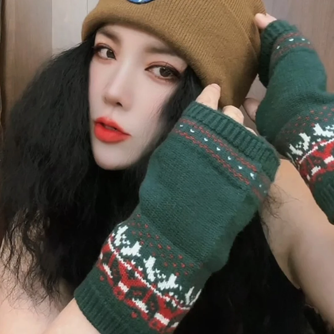 新款定制两件套手套袖套保暖时尚