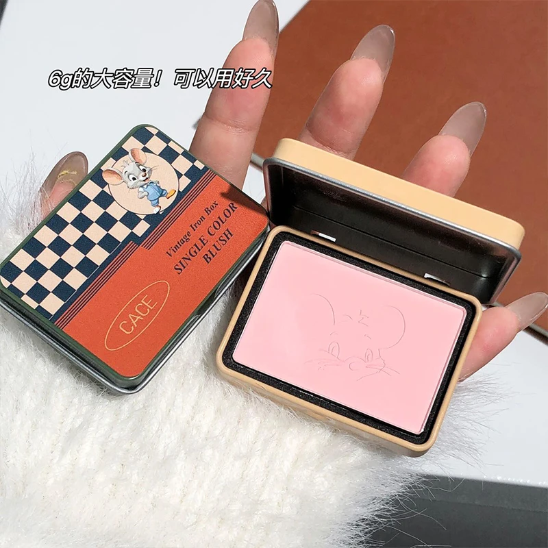 复古铁盒腮红哑光单色牛奶腮紫提亮腮绿显色显嫩纯欲甜妹氛围感